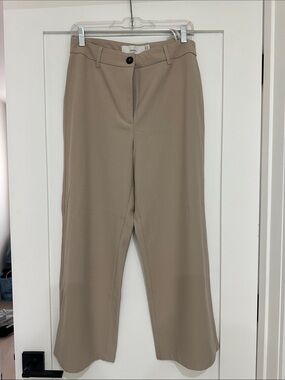 Bershka Taupe Wide-Leg Women's Pants